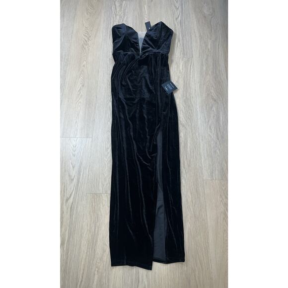 New My Dream Come True Black Velvet Strapless Maxi Dress XL - Picture 4 of 11
